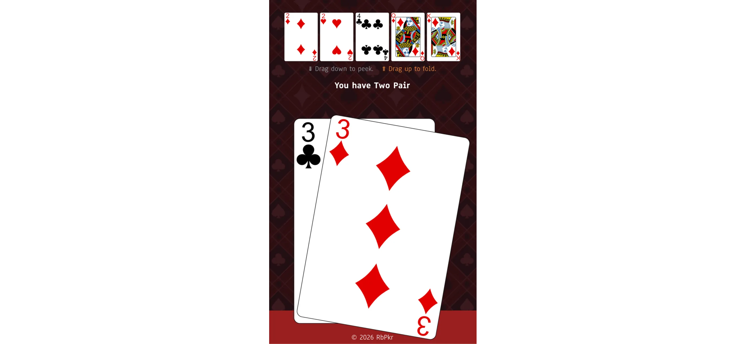 Hole cards peek