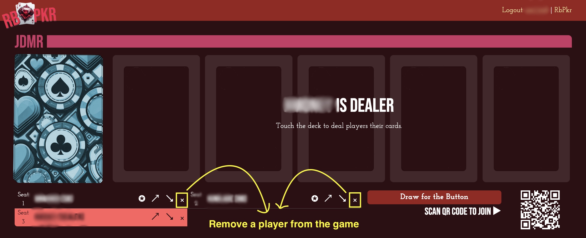 Removing a player from a RbPkr Game